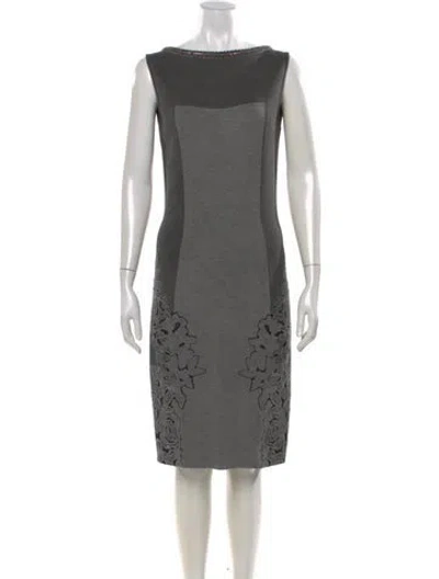 Pre-owned Blumarine Floral Print Knee-length Dress In Grey