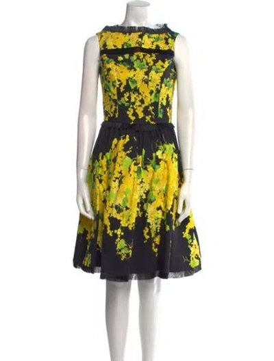 Pre-owned Blumarine Floral Print Knee-length Dress In Yellow