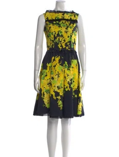 Pre-owned Blumarine Floral Print Knee-length Dress In Yellow