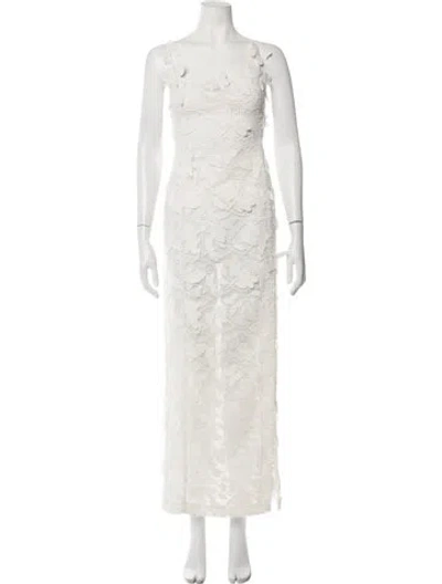 Pre-owned Blumarine Floral Print Long Dress W/ Tags In Neutrals