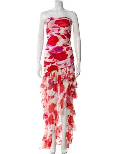 Pre-owned Blumarine Floral Print Long Dress W/ Tags In Pink