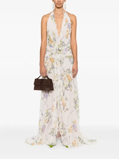 Blumarine Floral-print Maxi Dress In ホワイト