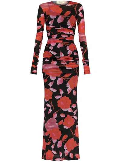 Blumarine Floral-print Maxi Dress In Red