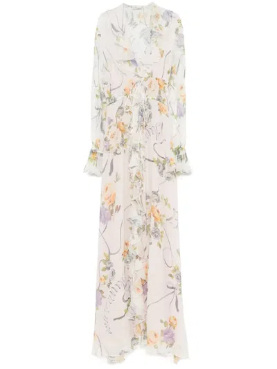 Blumarine Floral-print Maxi Dress In White