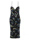 Blumarine Floral-print Midi Dress In Black