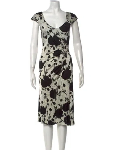 Pre-owned Blumarine Floral Print Midi Length Dress In Neutrals
