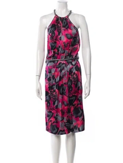 Pre-owned Blumarine Floral Print Midi Length Dress In Pink