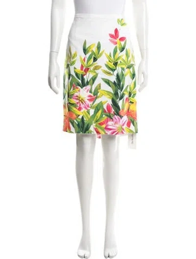 Pre-owned Blumarine Floral Print Midi Length Skirt In Neutrals