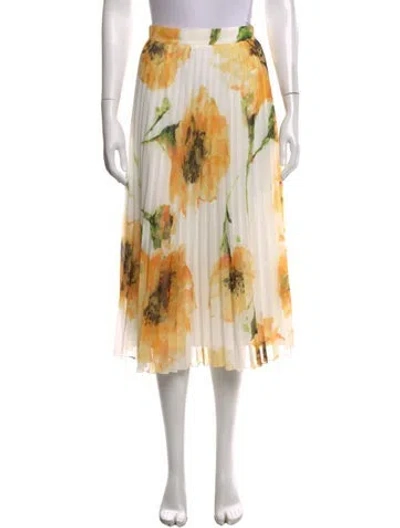 Pre-owned Blumarine Floral Print Midi Length Skirt In Yellow