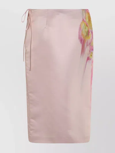 Blumarine Floral Print Midi Skirt With Side Tie