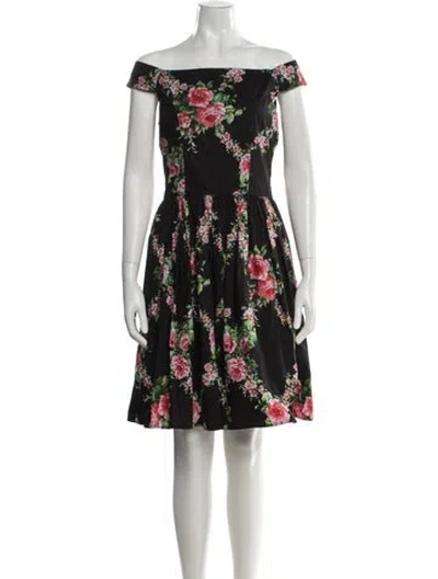 Pre-owned Blumarine Floral Print Mini Dress In Black
