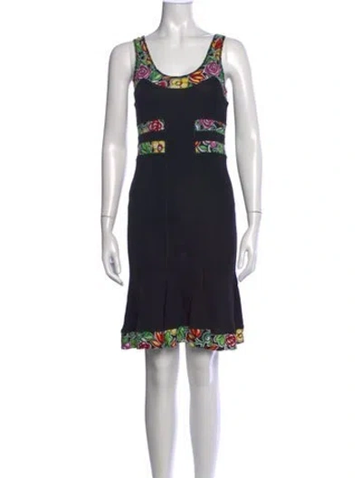 Pre-owned Blumarine Floral Print Mini Dress In Black
