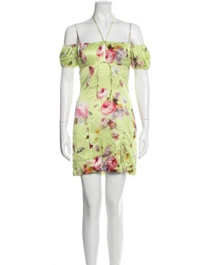 Pre-owned Blumarine Floral Print Mini Dress In Green
