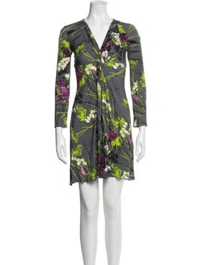 Pre-owned Blumarine Floral Print Mini Dress In Green