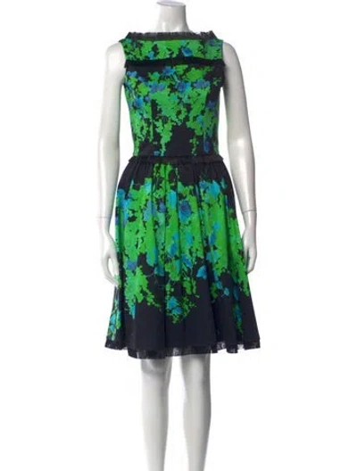 Pre-owned Blumarine Floral Print Mini Dress In Green