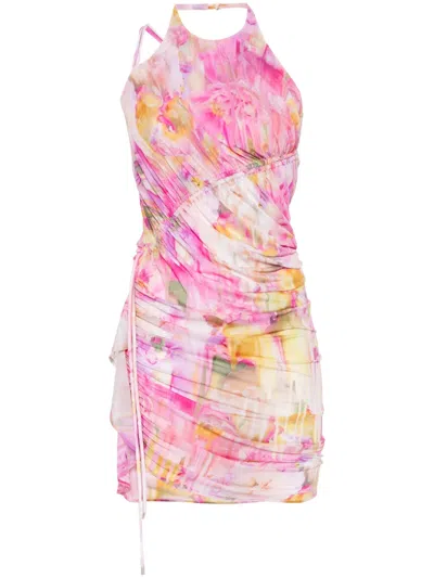 Blumarine Floral-print Mini Dress In Pink