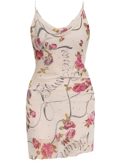 Blumarine Floral-print Mini Dress In Pink