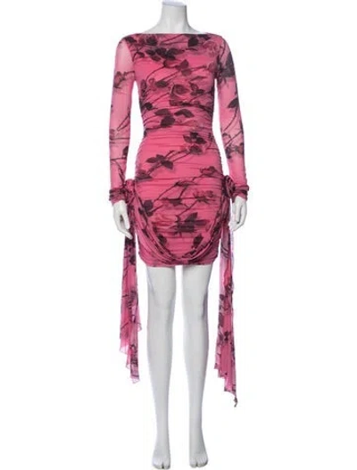 Pre-owned Blumarine Floral Print Mini Dress In Pink