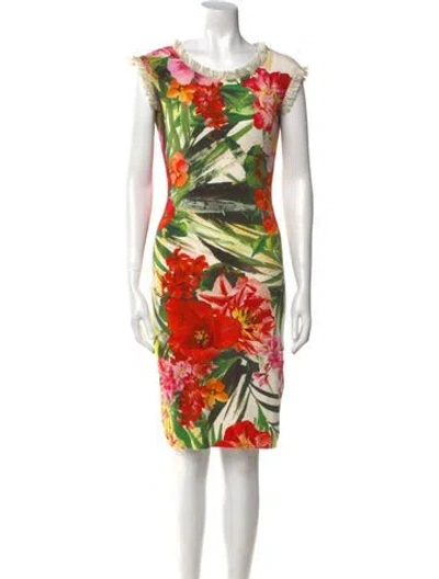 Pre-owned Blumarine Floral Print Mini Dress In White
