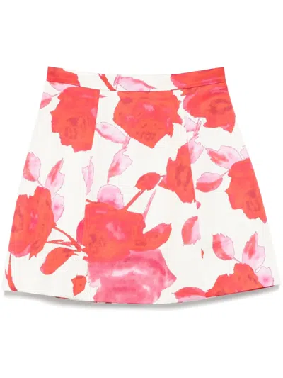 Blumarine Floral-print Mini Skirt In Neutrals