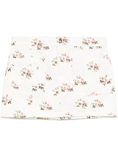Blumarine Floral-print Mini Skirt In White