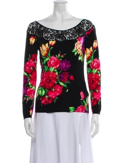 Pre-owned Blumarine Floral Print Off-the-shoulder Top In White