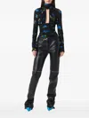 Blumarine Floral-print Ruched Bodysuit In Black