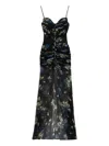 Blumarine Floral-print Ruched Maxi Dress In Black