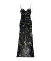 Blumarine Floral-print Ruched Maxi Dress In Black