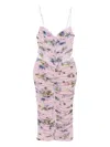 Blumarine Floral-print Ruched Midi Day Dress In Multi
