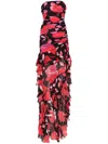 Blumarine Floral-print Ruffled Maxi Dress In Black