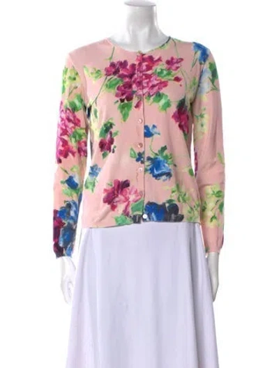 Pre-owned Blumarine Floral Print Scoop Neck Sweater In Pink