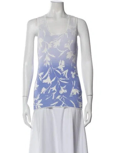 Pre-owned Blumarine Floral Print Scoop Neck Top In Blue