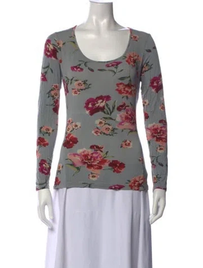 Pre-owned Blumarine Floral Print Scoop Neck Top In Multicolor