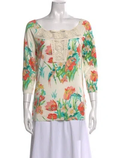 Pre-owned Blumarine Floral Print Scoop Neck Top In Multicolor