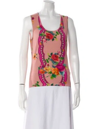 Pre-owned Blumarine Floral Print Scoop Neck Top In Pink