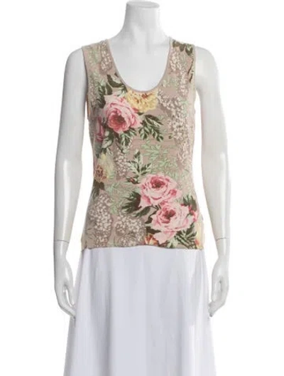 Pre-owned Blumarine Floral Print Scoop Neck Top In Pink