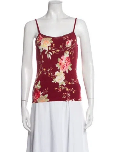 Pre-owned Blumarine Floral Print Scoop Neck Top In Red