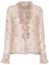 Blumarine Floral-print Shirt In Brown