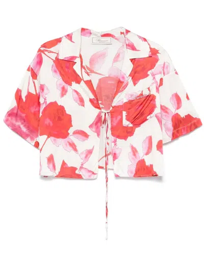 Blumarine Floral-print Shirt In Neutrals