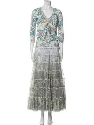 Pre-owned Blumarine Floral Print Skirt Set In Neutral