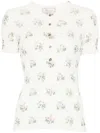 Blumarine Floral-print T-shirt In Neutrals