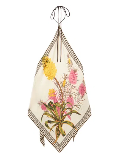 Blumarine Floral-print Top In Neutral