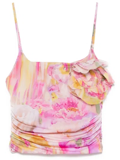 Blumarine Floral-print Top In Pink