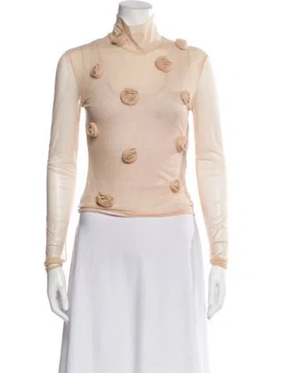Pre-owned Blumarine Floral Print Turtleneck Top In Neutral