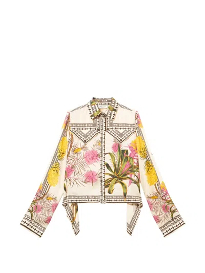 Blumarine Floral Print Twill Top In Multi