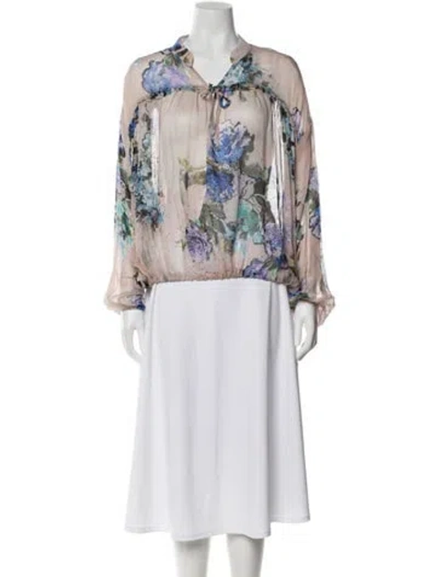 Pre-owned Blumarine Floral Print V-neck Blouse In Multi