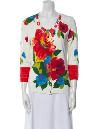 Pre-owned Blumarine Floral Print V-neck Sweater In Multi