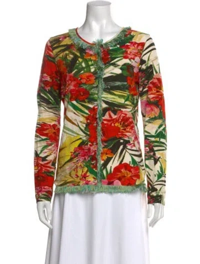 Pre-owned Blumarine Floral Print V-neck Sweater In Multicolor