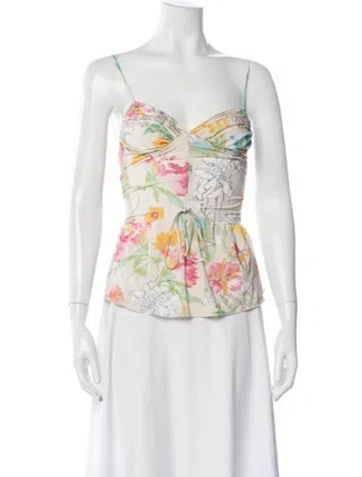 Pre-owned Blumarine Floral Print V-neck Top In Multi
